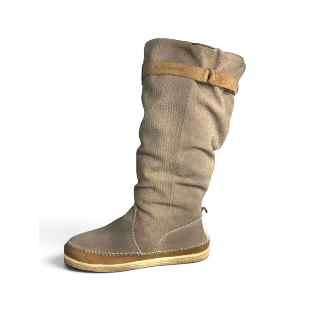 Le Coq Sportif Tan Winter Boots with Fold-Over Cuff sz 10